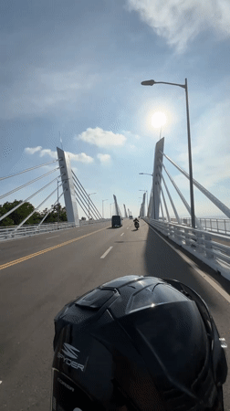 Motorcyclist crosses Francisco Bangoy Bridge in Davao City