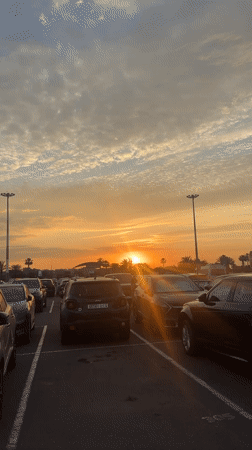 Sunset illuminates Marrakesh parking lot, captured by witnesses