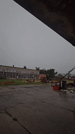Rainstorm documented at industrial facility in Karnobat, Bulgaria