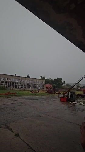 Rainstorm documented at industrial facility in Karnobat, Bulgaria