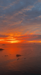 Vivid sunset over choppy ocean waters in Nha Trang
