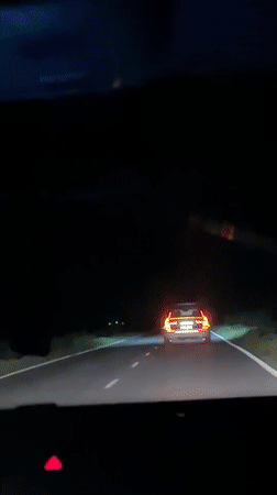Red-yellow lit vehicle spotted on dark road near Lozarevo