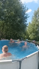 Lazy summer pool day at a Russian countryside property