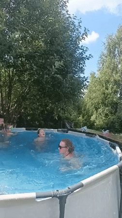 Lazy summer pool day at a Russian countryside property