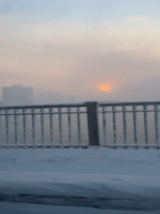 Winter morning scenes documented in snowy Krasnoyarsk, Russia