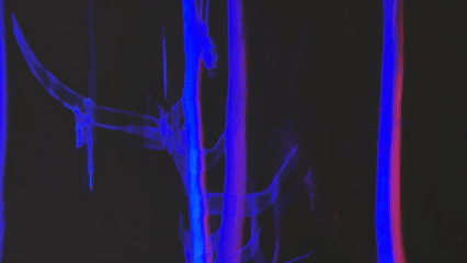 Multi-panel video art installation observed in Milan