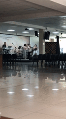 Musical group performs in empty hall in Kherson