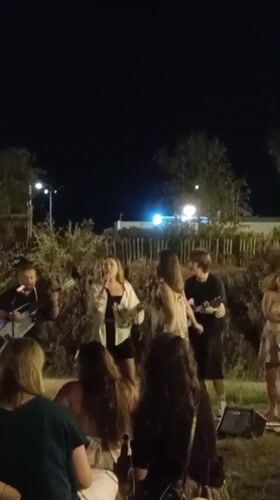 Late-night grassroots music session in a Barcelona park