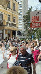Youth parade with ballerinas, banners marches through Burgas streets