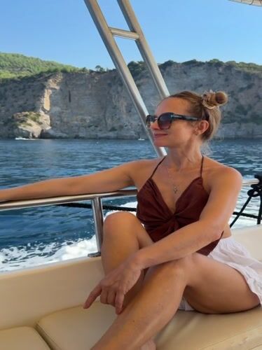 Boat day off the cliffs of Budva, Montenegro