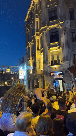 Street celebration with fireworks draws crowds in Istanbul's Beyoğlu district