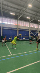 Recreational volleyball game played in Saint Petersburg gymnasium