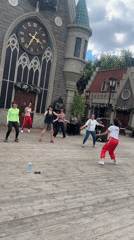 Outdoor dance and fitness session at Moscow castle venue