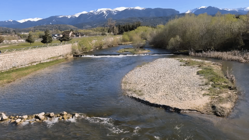 Spring day scenic views captured along Iskar River, Samokov