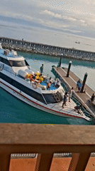 Evening ferry operations documented at Nusa Penida marina