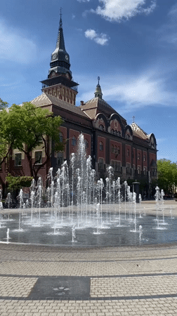 Fountain plaza and flower market captured in Subotica