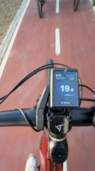 E-bike rider travels paved path in Vila Real, Portugal