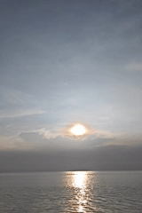 Dawn seascape observed with boat near Lhokseumawe, Indonesia