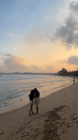 Beach sunset gathering at Peleana, Sri Lanka