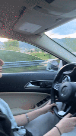 Vehicle captures road construction scene in Simitli, Bulgaria