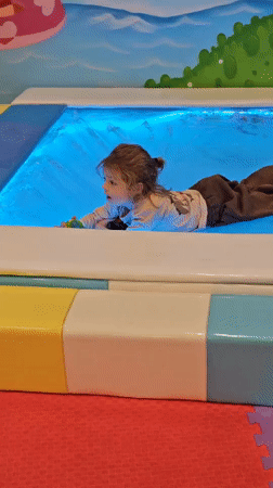 Children play at indoor center in Khimki, Russia