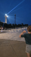 Nighttime Plaza Activities Captured Near Lighthouse in Bai Chay Ward
