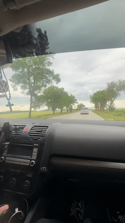 Dashboard camera captures morning car journey in Lovech, Bulgaria