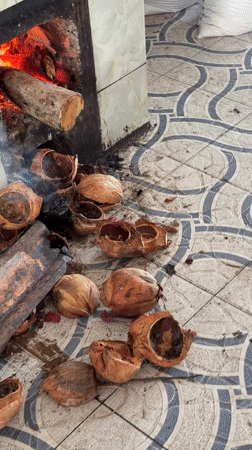 Traditional food preparation and river commerce documented in Vietnam