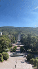Tbilisi park and monument area on a sunny morning