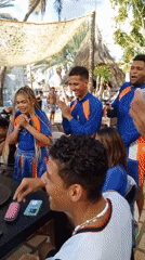 Pool party celebration captured at Porlamar resort venue