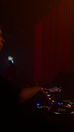 DJ performs at Moscow club with laser lighting