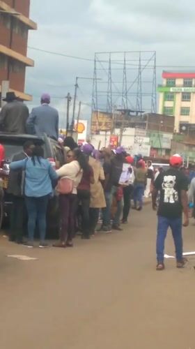 Political rally with purple-clad crowds gathers in Nyeri, Kenya