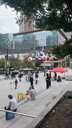 Vancouver Art Gallery plaza buzzes during Jim Lambie exhibition