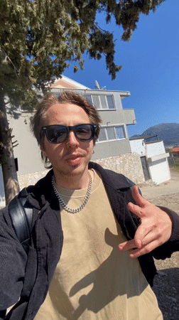 Tourist records videos, takes selfies in sunny Bar, Montenegro
