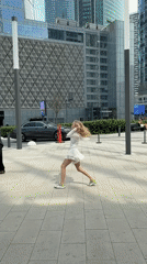 Women perform spontaneous ribbon dance in Khimki outdoor space