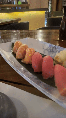 Late-night sushi dinner documented in Tlaxcalancingo, Mexico