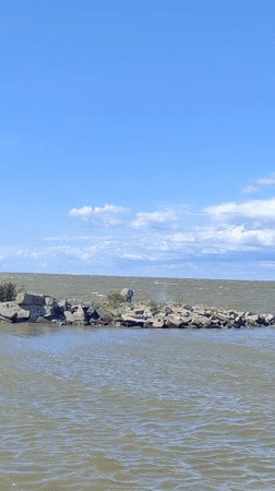 Out on the Gulf of Finland, Saint Petersburg skyline in the distance