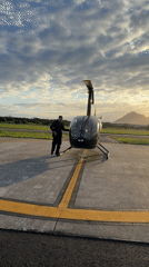 Evening helicopter operations observed at Rio helipad facility