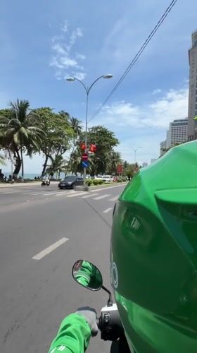 Nha Trang beachfront and streets on a cloudy September morning