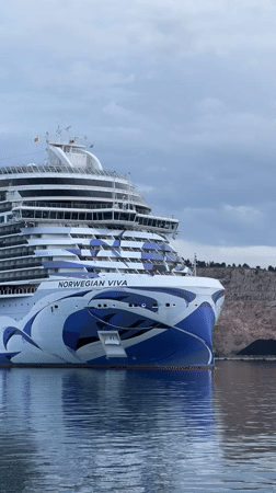 Norwegian Viva cruise ship draws crowds in Bar, Montenegro