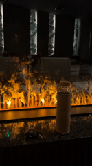 Modern lounge with electric fireplace observed in Sofia