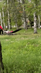 Children play around hammock in Bulgarian park