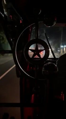 Vehicle interior video captures decorative star steering wheel emblem