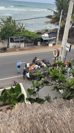 Sanitation crew conducts early morning waste collection in Ahangama