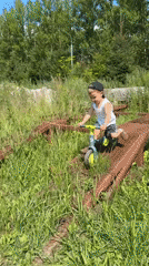 Summer morning out in Rusanovo, puddles and balance bikes