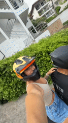 Morning motorcycle ride through a Ko Samui neighborhood