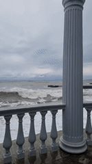 Stormy seas crash against Sochi waterfront amid gray skies