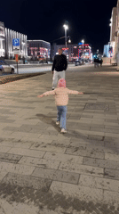 Family enjoys evening outing in Perm, Russia