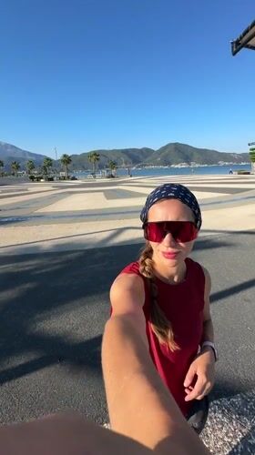 Sunny morning at a park in Fethiye with playful sculptures