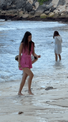 Women explore beaches and coastal cliffs in Indonesia morning